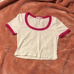 Pink and White Crop Top